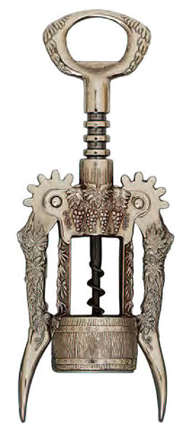 Wing Corkscrew, Auger Worm, Grape Design, Burnished