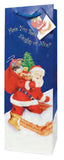 Santa On His Way  Paper Holiday Wine Bag