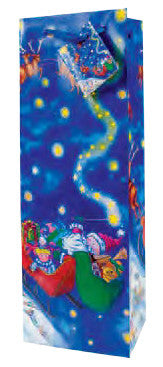 Santa's Sleigh  Paper Holiday Wine Bag